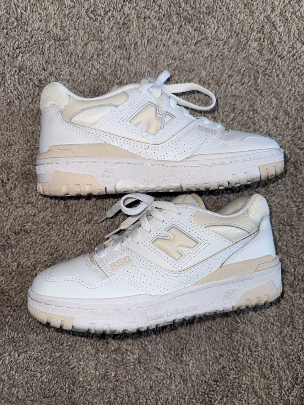 New Balance Women’s White and Tan Accent Sneakers